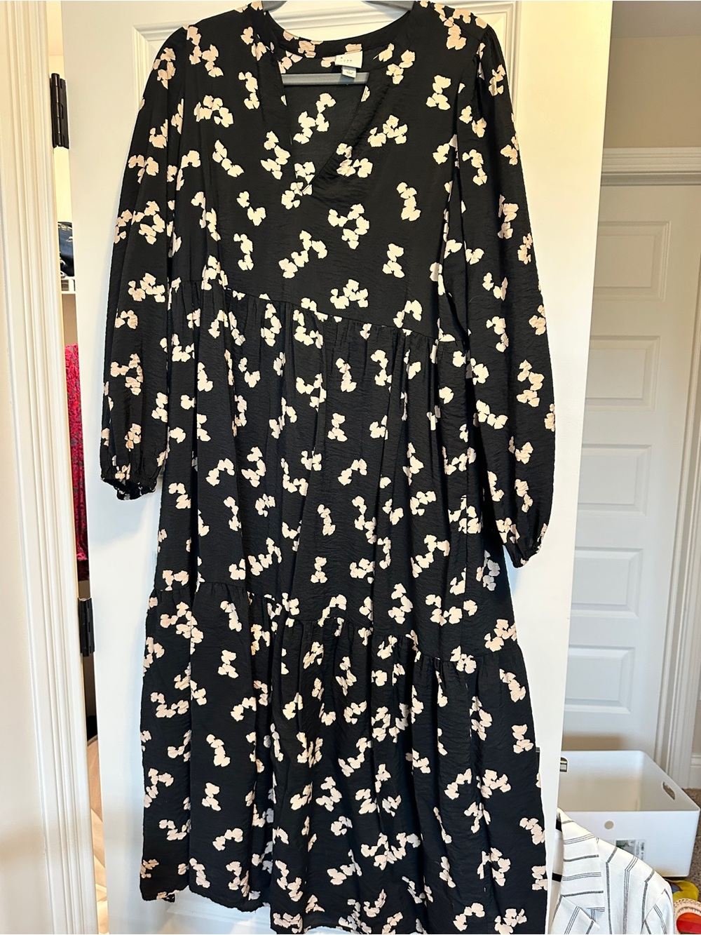 a new day Black Maxi Dress with Blush Floral Print